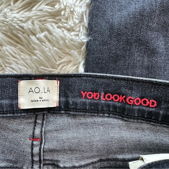 AO.LA Alice + Olivia High Rise Button Fly Side Stripe Jeans Size 30 - Picture 9 of 14